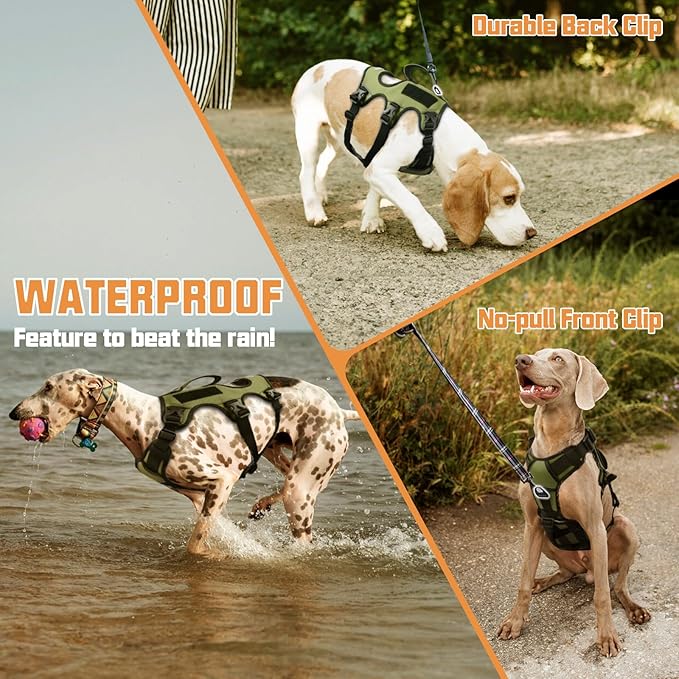 AUROTH Escape Proof Dog Harness - No Pull with Lift Handle, Soft Padded Reflective Adjustable Vest, Large for Walking, Hiking, Training