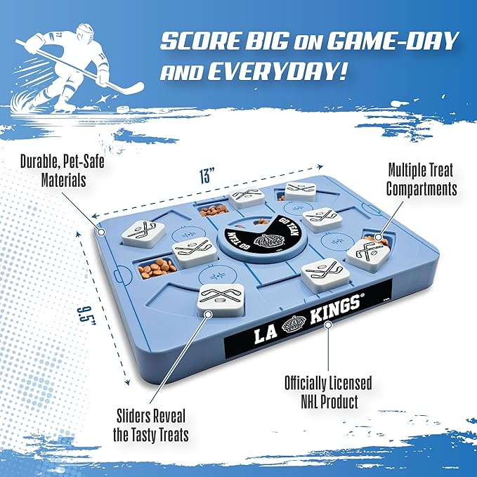 Pets First NHL Los Angeles Kings Large Puzzle Toy, New Size, Interactive Dog Treat & Slow Feeding Toy