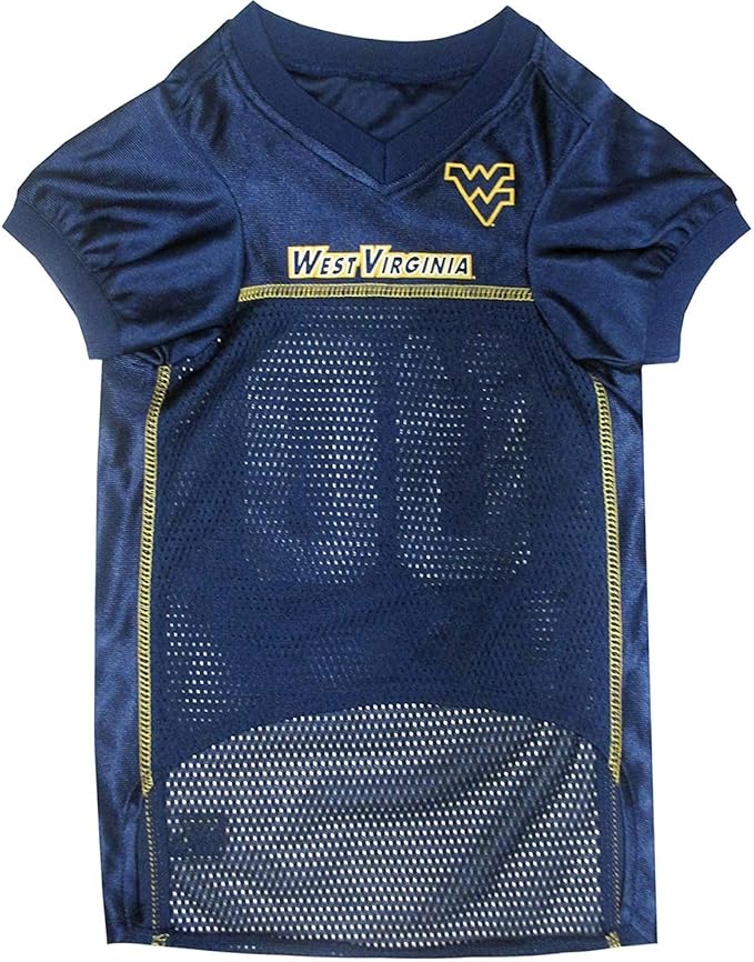 Pets First NCAA College West Virginia Mountaineers Mesh Jersey for DOGS & CATS, X-Small.Licensed Dog Jersey with your Favorite Football/Basketball College Team