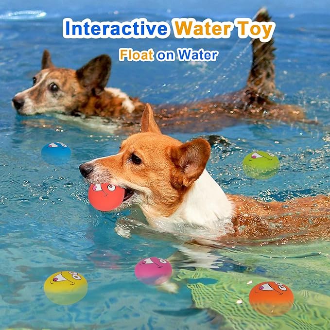 Latex Dog Squeaky Toys, Smile Face Squeaky Balls for Dogs Chewing Durable Teething Rubber Soft Interactive Fetch Play Dog Balls for Puppy Small Pet Dogs (6 PCS)…