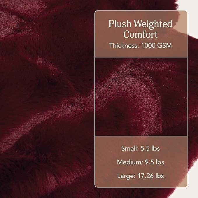 UnHide Marshmallow - Faux Fur Blanket - Heavy Weight, Extra Soft Blanket - Made from Recycled Materials - Machine Washable - Medium (60" x 80") - Burgundy