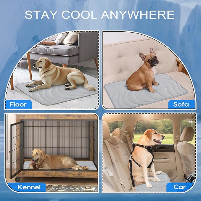 Cozyide Dog Cooling Mat, Medium Cooling Mat for Dogs, Reversible Pad for Pet, 28" L x 22" W, Light Grey