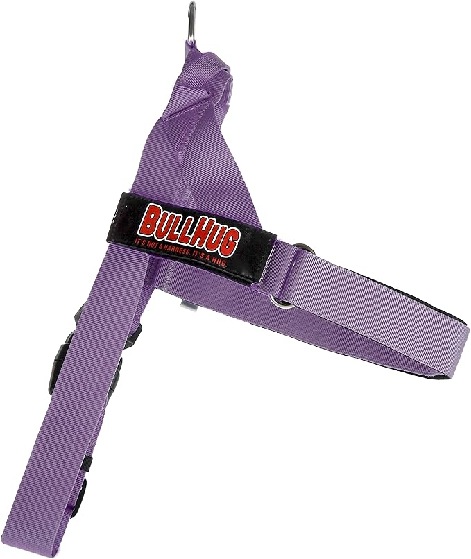 BULLHUG Adjustable Dog Harness– No Pull, No Choke – for English Bulldogs, French Bulldogs, Pugs & Broad-Chested Breeds – Easy, Safe Walks (Purple, XL)