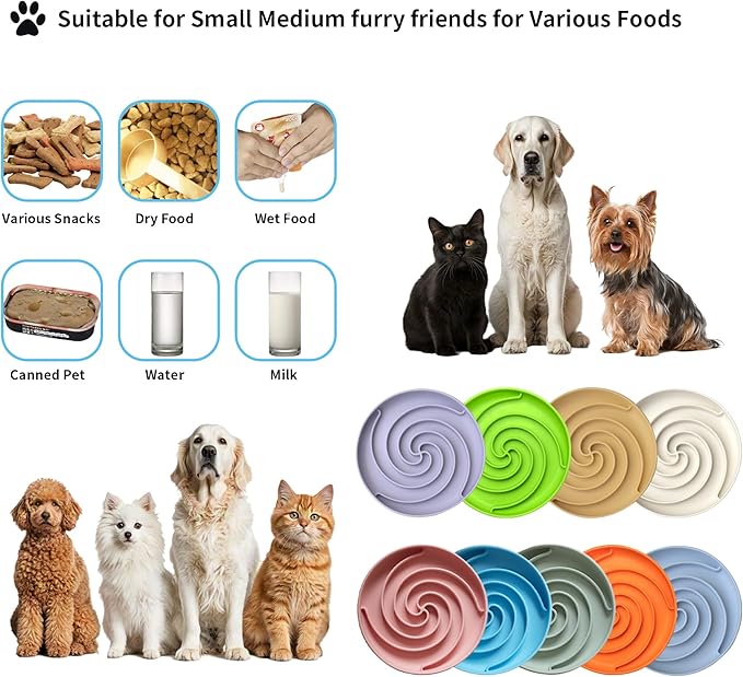 Slow Feeder Dog Bowls, Dishwasher Microwave Safe Silicone Puppy Puzzle Bowl with Non-Slip Design for Eating (Green and Orange)