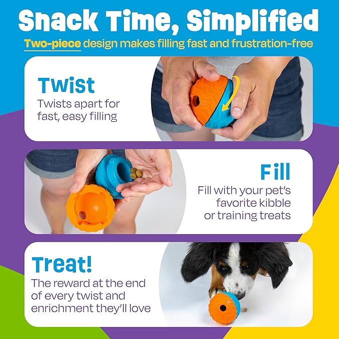 Brightkins Tough & Tumble 2-Piece Texture Ball Small, Enrichment Puppy Essentials, Dog Birthday Treat Pouch Gifts, Training Dog Accessories, Travel Squeez Pouch, Slow Feeder Dispensing Container