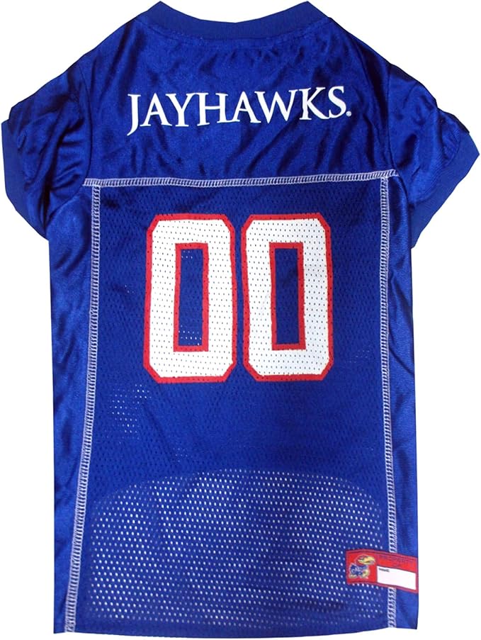 Pets First NCAA College Kansas Jayhawks Mesh Jersey for DOGS & CATS, X-Small.Licensed Dog Jersey with your Favorite Football/Basketball College Team