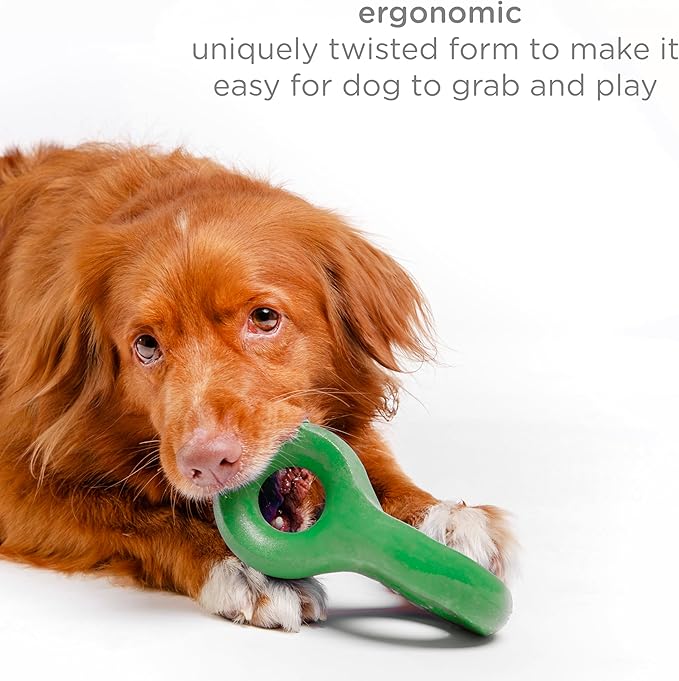 Ubbi Chomp Toy for Medium to Large Dog Breeds, Durable Natural Rubber, Green (Pack of 2)