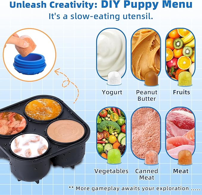 Dog Enrichment Toys to Keep Them Busy-Interactive Dog Toys for Large Dogs-Freeze Treat Dispensing,Natural Rubber,Dishwasher Safe,Navy,M