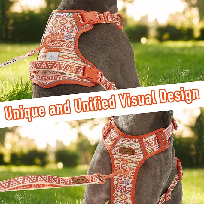 Dog Vest Harness for Medium Sized Dogs, No Pull Harness with 2 Metal Leash Clips, Easy On/Off with Neck Buckle, Adjustable Reflective Oxford Dog Vest with Easy Control Handle, French Bulldog