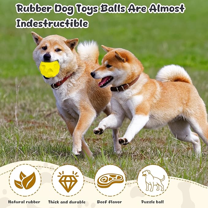 Interactive Dog Puzzle Toys for Boredom, Dogs Enrichment Toys to Keep Them Busy, Dog Treat Balls for Large Dogs, Tough Treat Dispensing Dog Toys