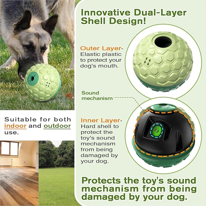 KADTC Treat Dispenser Roll Giggling Ball for All Breed Medium/Large Aggressive Chewers Food Dispensing Puzzle Toy Chew Teeth Balls Interactive Keep Them Busy Boredom Busters Puppy Enrichment Toys