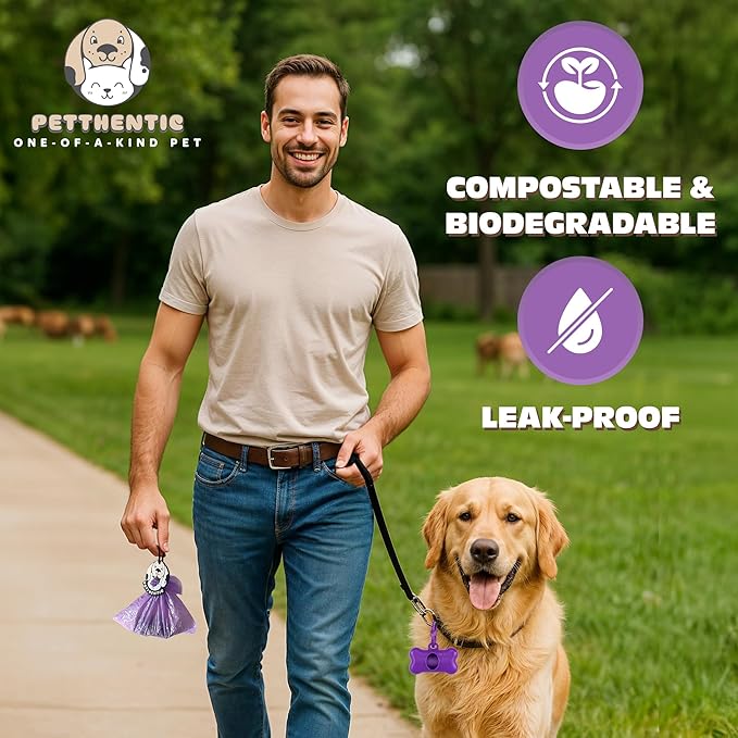 Poop Bags For Dogs with Dispenser & Holder 240 Count – Scented, Extra Thick Leak-Proof & Eco-Friendly Cornstarch Waste Bags for Dogs & Cats. Includes Poop Bag Clip. biodegradable dog poop bags.