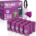 PET N PET Poop Bags for Dogs, 288 Count Lavender Scented Dog Waste Bags with Leash Dispenser, USDA Certified 38% Plant Based & 62% PE Dogs Waste Bag