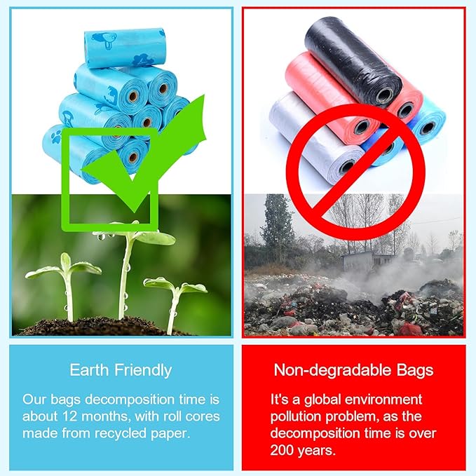 Dog Poop Bags, Cute Blue Pet Poop Bags, 240 Counts 13.8” x 9.8” Dog Waste Bags Rolls with Holder, Leak-Proof Strong & Thick Trash Bags for Doggie Cat Pet