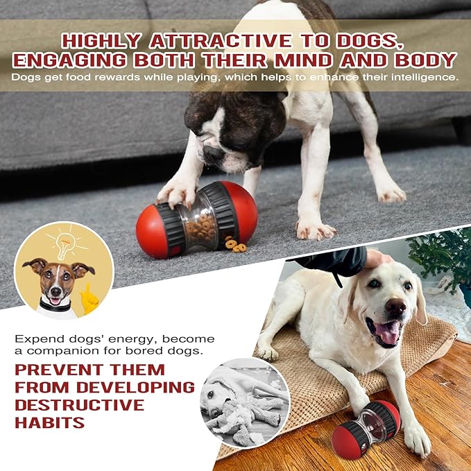 GOLDROC Interactive Dog & Cat Puzzle Feeder Toy, Adjustable Slow Feeding Treat Dispenser for Mental Stimulation, Enrichment Toy for Small to Medium Pets (Black-Red)