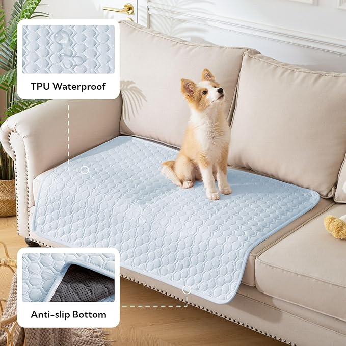 Soulbond Cooling Mat for Extra Large Dogs - 60"x80" Washable Cooling Pad for Puppy, QMAX>0.3, Anti-Slip Bottom, Portable Summer Pet Cool Kennel Bed Pad for Outdoor/Indoor/Cars/Travel Use, Light Blue