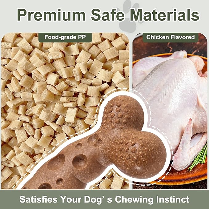 Dog Bone Toy for Aggressive Chewers Tough Dog Chew Toys for Samll Breed to Keep Them Busy (Small-Under 20LBS, Chicken)