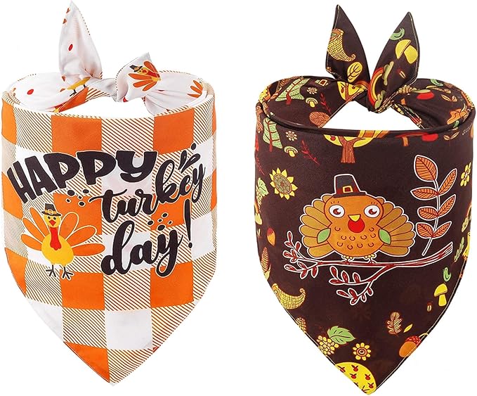 ADOGGYGO Thanksgiving Dog Bandana Fall Autumn Pet Bandana Reversible Triangle Bibs Scarf Accessories for Large and Extra Large Dogs Pets (X-Large, Thanksgiving)