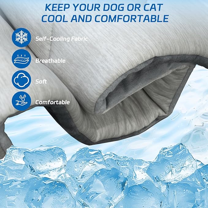 Dog Cooling Mat Self Coolings Foldable Cooling Pad for Dog in Summer Coolings Mat for Dogs and Cats Machine Washable (Rectangle,Gray, Medium-36 L x 23" W)