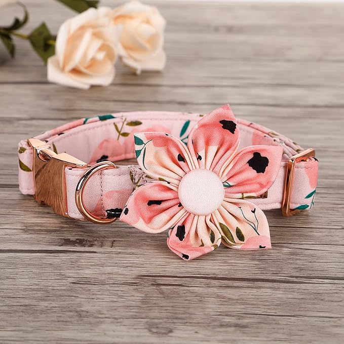 Elegant little tail Flower Girl Dog Collar for Female Dogs, Pet Collar Adjustable Dog Collars with Flower Gift for Small Dogs and Cats