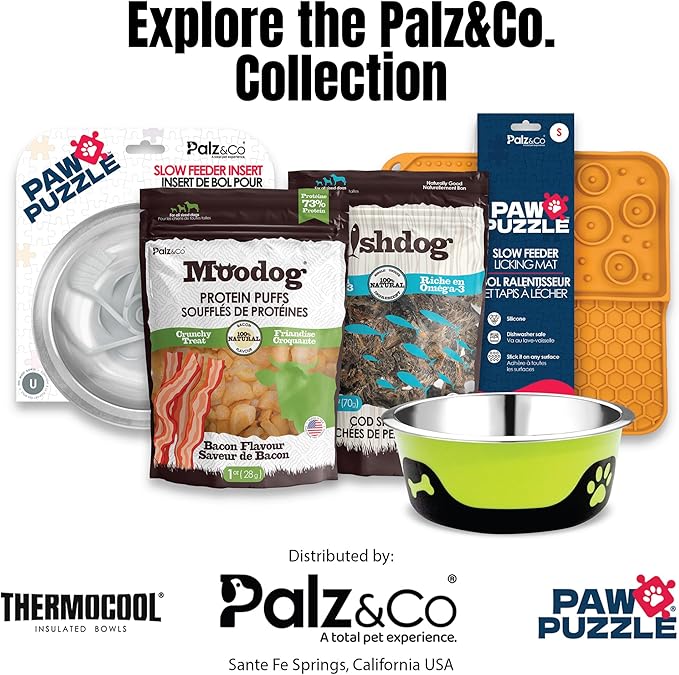 Palz&Co Paw Puzzles Slow Feeder Dog Bowl Insert - 4" Round Silicone Insert for Small Pet Bowls, Orange - Promotes Healthier Eating & Mental Stimulation, Dishwasher Safe