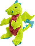 goDog Dragons Squeaky Plush Dog Toy with Double Chew Guard Technology, Durable Fabric & Squeaker for Active Play, Green, Large