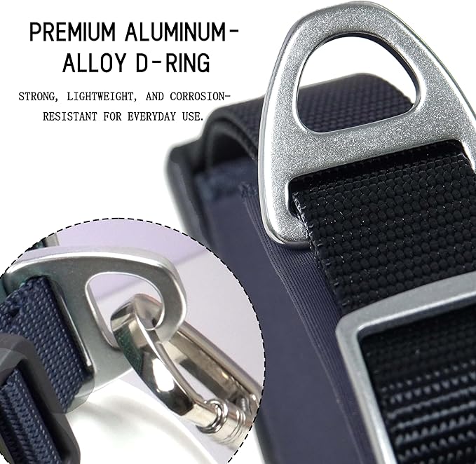 Upgraded Airtag Dog Collar, Adjustable Dog Collar with 450LB Escape-Proof Magnetic Buckle, Soft Anti-Wrinkle, Bite & Stain-Resistant Leather (Midnight Navy, XL)