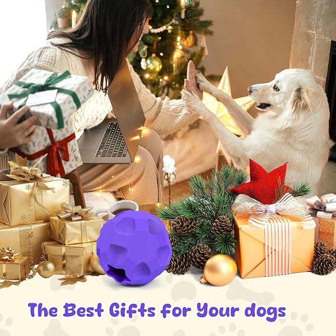 Durable Dog Balls, Dog Puzzle Toy for Boredom, Dogs Enrichment Toy, Interactive Treat Dispensing Balls for Large Dogs to Keep Them Busy