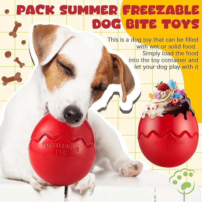 Aliceset 2 Pack Durable Freezable Dog Chew Toys for Aggressive Chewers Interactive Treat Dispensing Puzzle Toy for Large & XL Dogs Keeps Cool & Busy (Red)