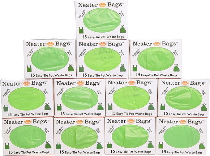 Neater Pet Brands Neater Bags Dog Waste Bag, No Rolls to Fuss With - Dog Poop Bags Dispense One at a Time, Doggie Poop Bag with Easy-Tie Handles (180 Count)