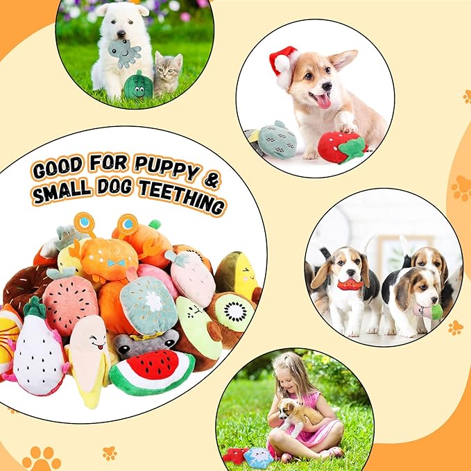 Hungdao 80 Pcs Dog Toys Bulk Squeaky Dog Gifts for Medium Small Puppy Stuffed Plush Chew Toys Small Pet with Squeakers for Puppies Teething(Novel Style)