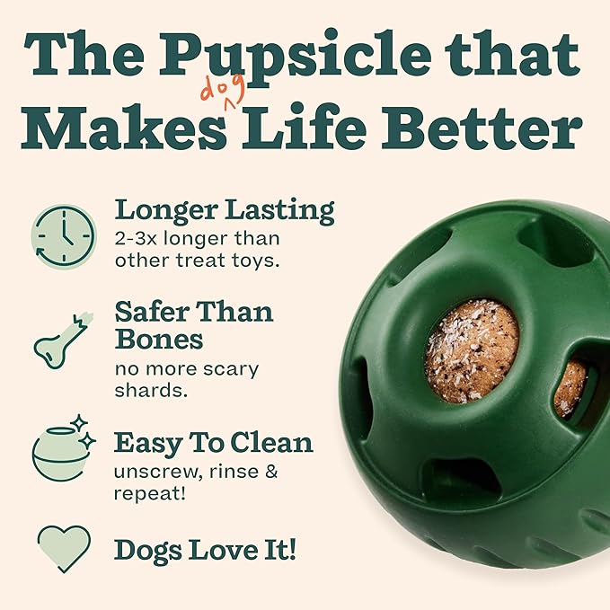 WOOF Pupsicle and Treat Tray - Long-Lasting Interactive Dog Ball Toy and Silicone Dog Treat Mold - Keep Your Pup Busy - Easy to Clean - Dog Toys for XL Dogs 75 lbs and Up