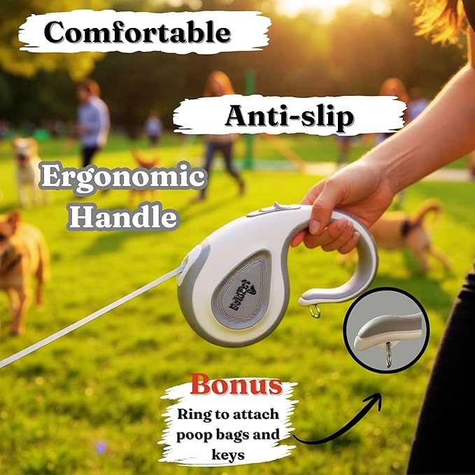 BoldPet® Retractable Dog Leash with Poop Bag Holder-16 Ft Long Retractable Dog Leash for Medium to Large Dogs -Anti-Slip Handle-360°Tangle-Free- Easy Brake Control- Eco Friendly Poop Bag Dispenser