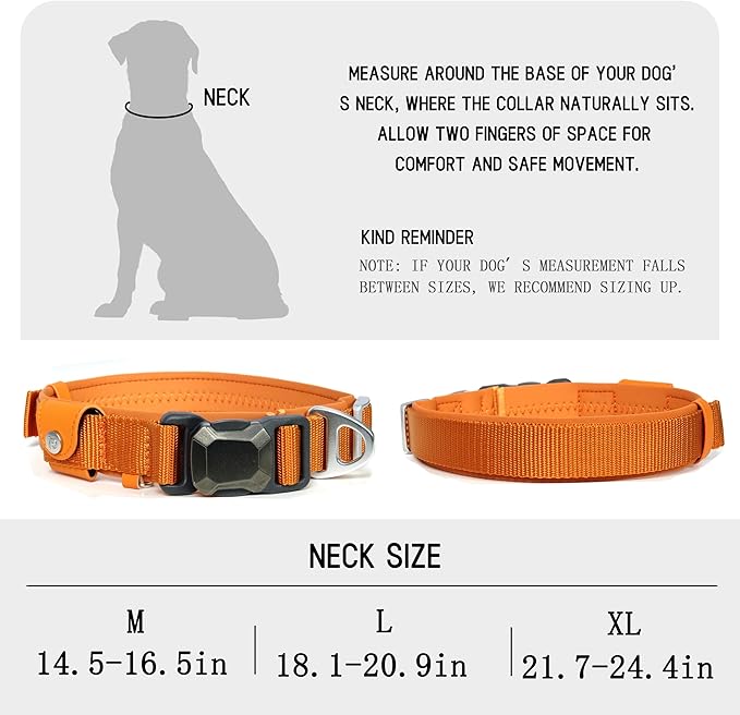 Upgraded Airtag Dog Collar, Adjustable Dog Collar with 450LB Escape-Proof Magnetic Buckle, Soft Anti-Wrinkle, Bite & Stain-Resistant Leather (Amber Glow, M)