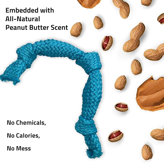 Playology Dog Toys | Dri-Tech Dental Rope Toy for Dogs - Gentle on Teeth | Jumbo Peanut Butter Scented Toy - Easy to Clean and Made from Non Toxic Materials