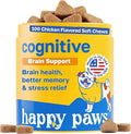 Happy Paws Cognitive Supplement for Dogs, Chicken Soft Chews with Taurine, Spirulina, CoQ10 & Vitamins B1, B3, B12, Supports Cognitive Function, Memory and Focus, Chews for Small to Large Dogs