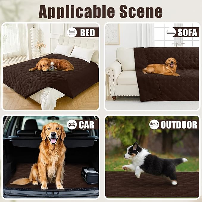 Smiry Waterproof Dog Bed Cover Blanket 68x82, Soft Reversible Pet Blanket, Washable Leakproof Cats Dogs Couch Cover for Sofa, Couch, Furniture, Chocolate/Chocolate