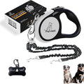 Dual Retractable Dog Leash,10 FT Tangle-Free Leash for 2 Dogs, Detachable for Single Use,One-Button Brake & Lock, Up to 44 lbs Each, 360° Swivel, Non-Slip Handle + Poop Bag Holder (Grey)