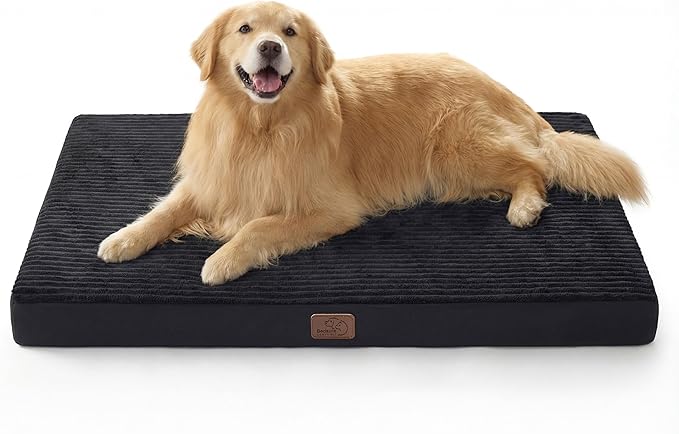 Bedsure ComfyFleece XXL Dog Bed for Crate - Extra Large Orthopedic Pet Beds with Removable Washable Cover, NOT Waterproof Egg Crate Foam Mat, Suitable for Pet Up to 100 lbs, 47x29x4, Not for Chewers