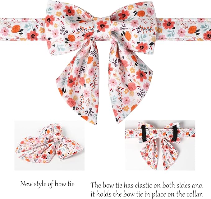 Lionet Paws Design Dogs Collar Cute Flower Sailor Bow Dog Collars for Girl Female Small Medium Dogs with Summer Floral XS