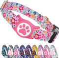 WhoseID Airtag Dog Collar,with Waterproof airtag Holder，Original Stylish Cute Pattern Design.QR Code ID Buckle，Comfortable Soft Cotton for Small Medium Large Dogs