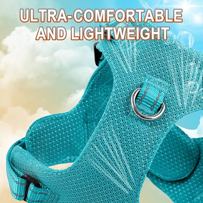 Dog Harness Step in Dog Vest Harness, Reflective Adjustable Puppy No Pull Harness Breathable Soft for Small and Medium Dogs Cats, Ocean Blue, S