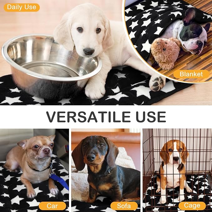 VitalCozy 4 Pcs Dog Crate Pads, Ultra Soft Warm Washable Anti-Slip Kennel Bed Mat for Pets, Reversible, Replaceable, Cozy Cage Liner for Small Medium Large Dogs and Cats(18 x 24 x 1.6 Inch,Black)