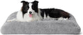 Bedsure Washable Large Dog Bed for Crate, Faux Fur Dog Crate Pad for Large Breed, Plush Soft Comfort Dogs Sleeping Mat, Anti-Slip Pet Kennel Pad, 35" x 23", Grey