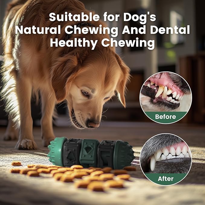 Gardner Pet Dog Puzzle Toys,Treat Food Dispensing Toy With Clean Teeth Protrusions,Durable Nylon Slow Feeder Enrichment Toys for Puppy/Small Dogs for Teething/Gaming/Training to Keep Them Busy,Green ﻿