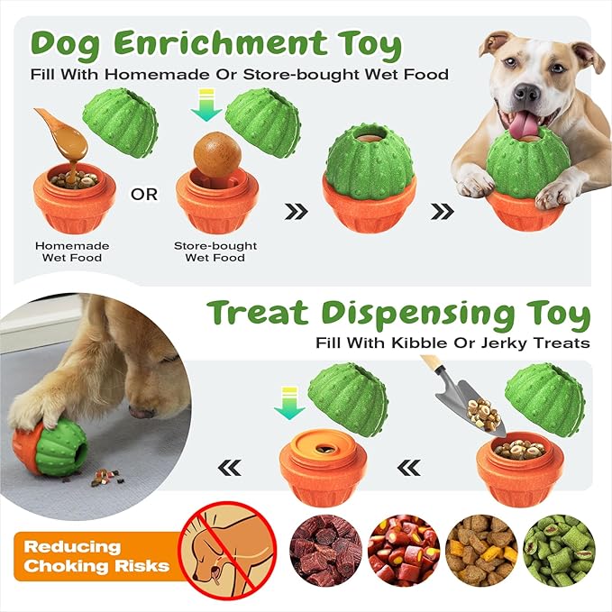 KADTC 3 in 1 Large-Size Durable Dog Fillable & Frozen Lick Treat Toy No-Transfer Freeze & Play,Long-Lasting Ultimate Boredom Buster, Kibble Dispenser Food Ball & Tough Dogs Chew Toys BPA-Free & Safe