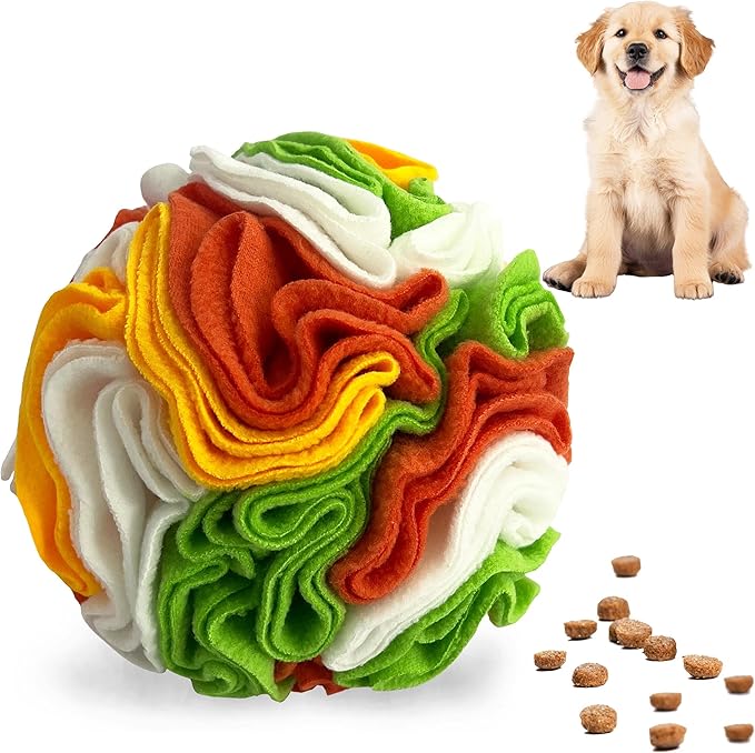 ABULL 5.9" Snuffle Ball for Dogs - Interactive Dog Puzzle Toy & Slow Feeder, Relieves Boredom & Exercises Sniffing by Sparking Foraging Instincts, Machine Washable for All Breeds (Colorful, Medium)