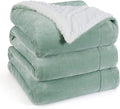 Bedsure GentleSoft Sherpa Fleece Blanket Queen Size for Bed, Non-Heated, Thick and Warm Throw for Women and Men, Soft Fuzzy Plush Queen Blanket for Winter, Sage Green, 90x90 Inches