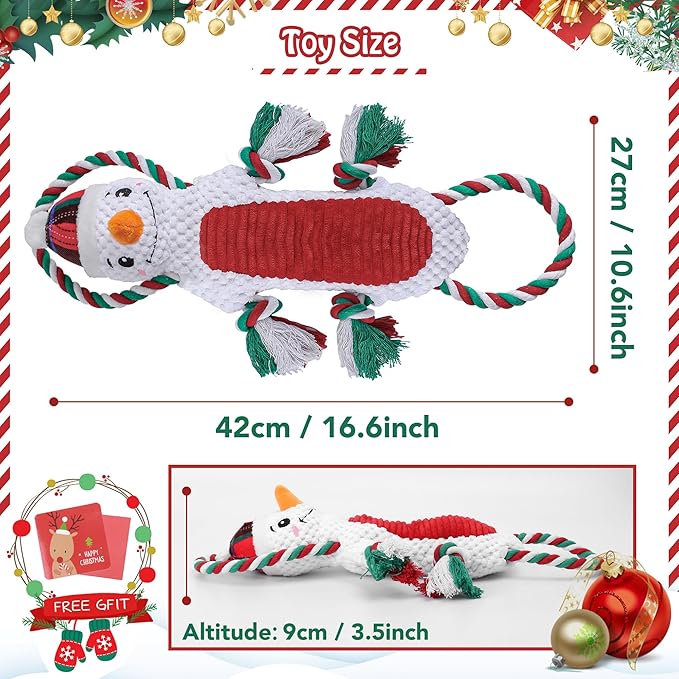 Newget Christmas Dog Toys, Plush Stuffed Animals Toys for Aggressive Chewers, Cute Squeak Toys for Large Medium Small Dogs, Interactive Dog Chew Toys, Durable Plush Dog Toys for Puppy Teething
