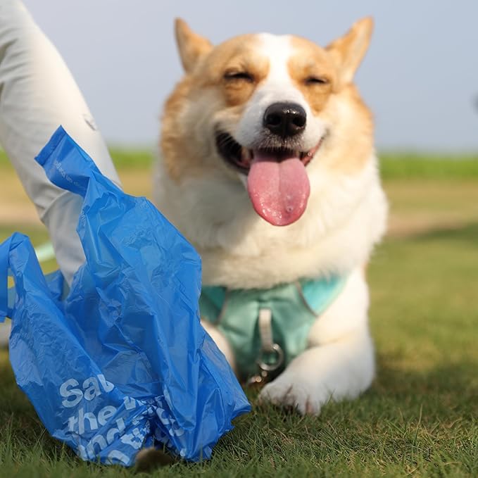 Dog Poop Bags with Handles 9 Rolls 108 Counts Big Sizes Leak Proof and Extra Thick Waste Bags Refill Rolls for Walking Small Medium Large Dogs Cats Litter With Holder Iris Scented